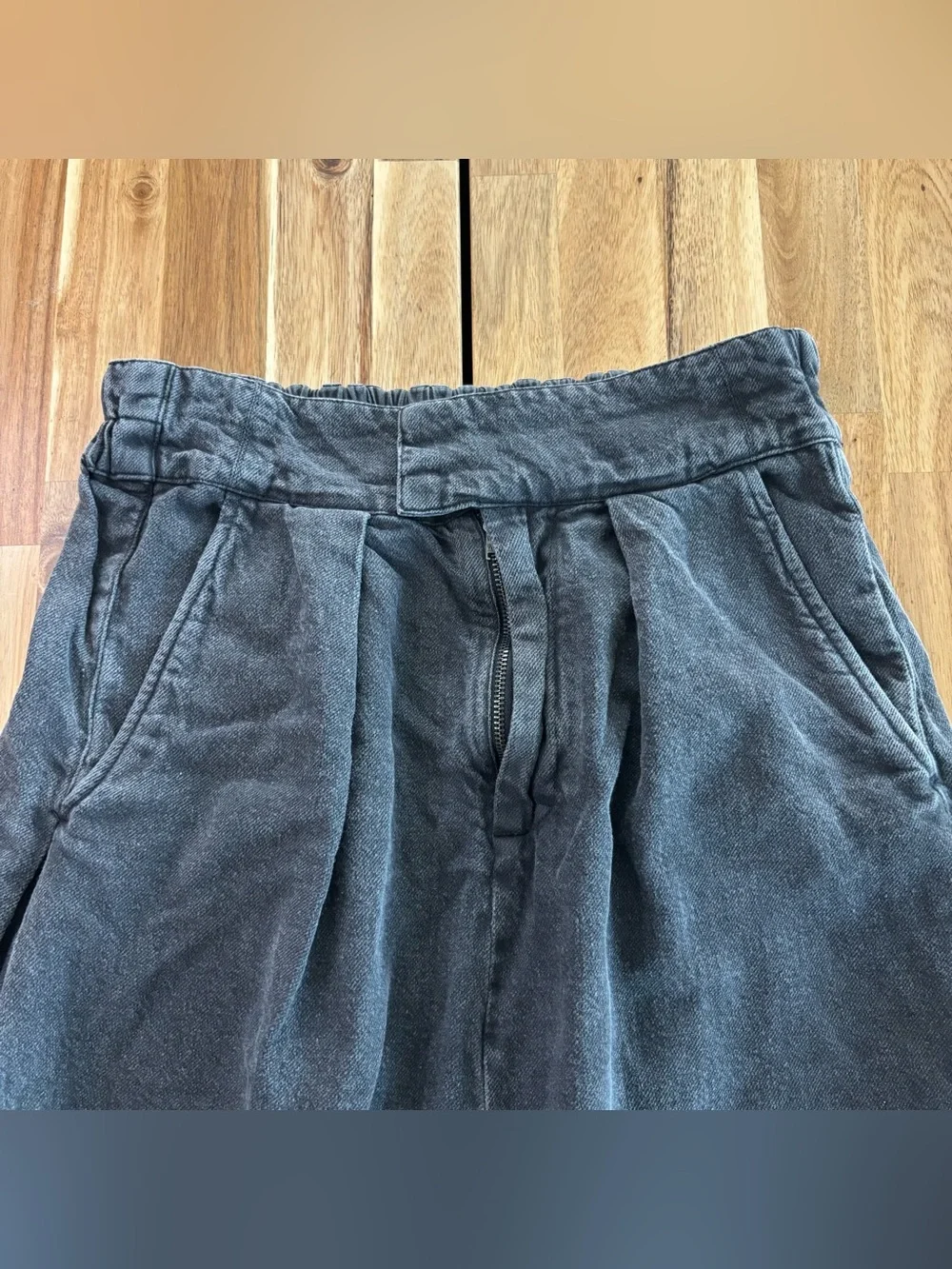 Free People Washed Black Wide-Leg Cropped Jeans